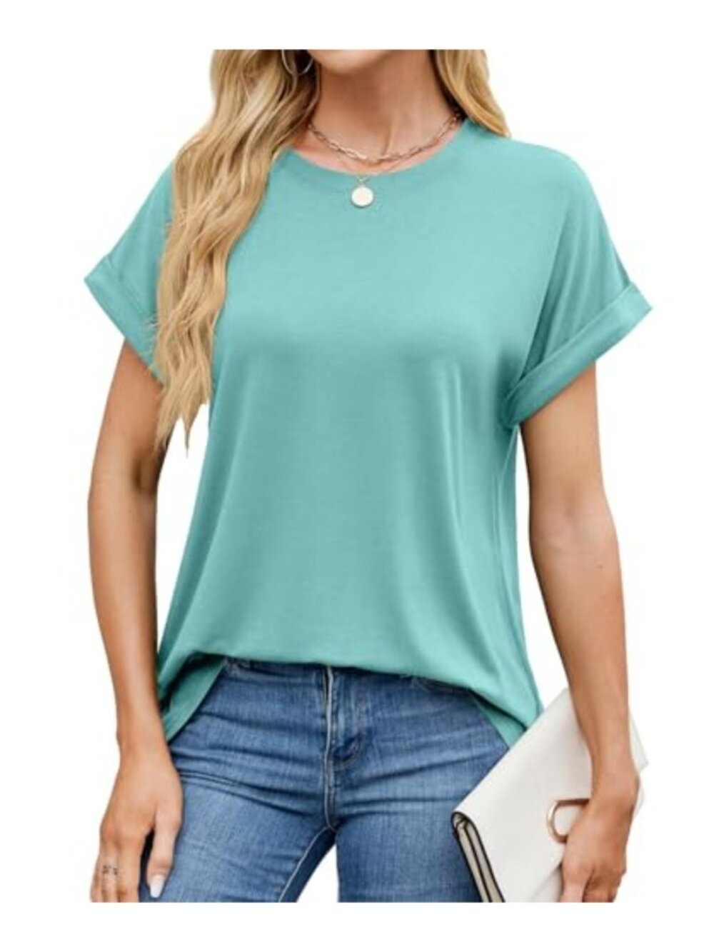 Womens Oversized Business Casual Summer T-Shirt Short Sleeve Crew Neck Top